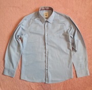 Koszula BASSI Rozmiar L | Błękitna | Modne Łaty na Łokciach | Slim Fit