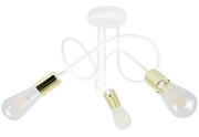 Lampa sufitowa wisząca biała z dodatkami złota loft do salonu 