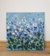 "Błękitna łąka" - obraz akryl 40x40