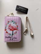 Mini portfelik różowy z flamingiem Shabby Chic 