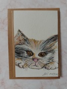 Kartka ręcznie malowana z kotem