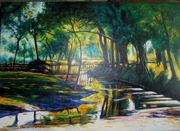 Kopia obrazu Władysława Podkowińskiego – "Strumień między drzewami"   