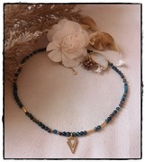 Naszyjnik kamienie naturalne tygrysie oko niebieskie zawieszka złota stal