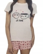 PIŻAMA DAMSKA TSHIRT SPODENKI CLEVE L