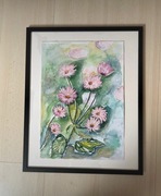 Obraz akwarela ręcznie malowany Stokrotki A3 art nowy 