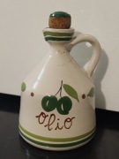 Ręcznie robiona ceramiczna butelka na oliwę | Włoska | Korek | Vintage