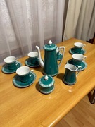 Zielony turkusowy zestaw zastawa porcelanowa Wałbrzych