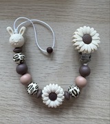 Zawieszka silikonowa do smoczka królik kwiatki panterka cętki