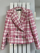 Zara żakiet marynarka rozmiar s kremowa różowa biała czerwona w kratkę 