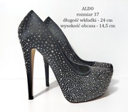 ALDO szpilki na platformie czarne dżety r. 37 24 cm