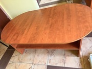 Stolik Kawowy Duży Ława Biurowa Owalna z Półką Elegancki Styl Ciepły Brąz