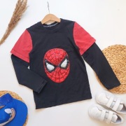Koszulka Spiderman 128 czarna długi rękaw świecące oczy miękka elastyczna