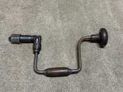 Stara wiertarka korbowa świder ręczny vintage drewniana rączka