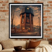 Śląsk - Zabrze - Wieża ciśnień grafika art deco 50x50cm