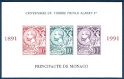 Monako 1991 - 100 r. panowania ks. Alberta, Mi blok 51** cięty, Słania