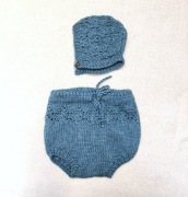 Komplet niemowlęcy spodenki bloomers i bonnet bonetka czapka handmade