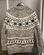wełniany sweter handmade vintage góralski zimowy
