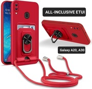Etui RING Samsung Galaxy A20/A30, portfelowe, magnetyczne, ze sznurkiem