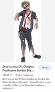 Strój zombie nowy 13+ marynarka i spodnie zabawa Karnawał przebranie strój