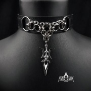 Goth gotyk choker naszyjnik alt miecz metalowe kolka chainmail alternative 
