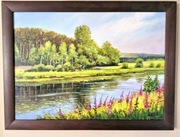 Obraz olejny Pejzaż letni z ramą 