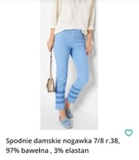 Spodnie damskie nogawka 7/8 r.38, 97% bawełna , 3% elastan