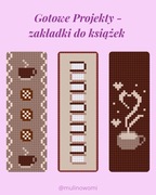 Zakładka do książki haftowana - motyw książkowo-kawowy