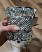 Srebrny pojemnik na długopisy pedzele świece do makijażu nowy