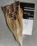 Włosy CLIP-IN naturalne 10" pasemka 25cm doczepy 8 Taśm PREMIUM blond