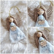 Anioł na szczęście handmade błękitny 