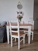 Komplet stół drewniany biały z krzesłami