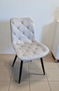 Krzesło tapicerowane szare welur do toaletki salonu
