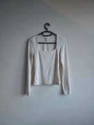 Damski dżersejowy top z długim rękawem H&M - biały, roz. XS