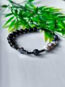 Bransoletka Różaniec - apatyt, sodalit, czarny turmalin 
