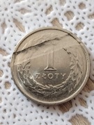 Moneta 1zł z destruktem 