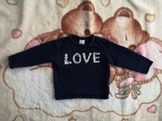 Granatowa bluza dresowa w kwiatki napis love H&M 80 jak nowa