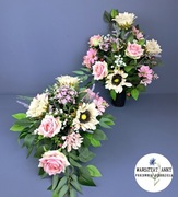 WARSZTAT ANNY  komplet nagrobny stroik na cmentarz bukiet słoneczniki róże