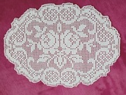 **CEPELIA biała serwetka RÓŻA szydełko kordonek PRL 1950+