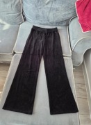 Spodnie damskie Guess S czarne welurowe szeroka nogawka modne wygodne