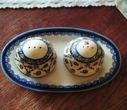 PRL BOLESLAWIEC PIEPRZNICZKA I SOLNICZKA NA PÓŁMISKU CERAMIKA  CENA DO UZG.