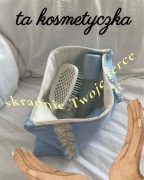 Duża kosmetyczka pikowana niebieska lniana