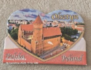 Magnes na lodówkę OLSZTYN. Polska. Zamek Krzyżacki. Mazury. Jeziora. 
