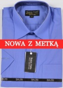 Koszula męska niebieska na krótki rękaw kołnierzyk 40/41