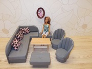 mebelki dla lalek typu barbie narożnik fotele pufy ława