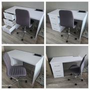 Biale biurko i fotel obrotowy