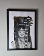 SLASH GUNS N' ROSES - RĘCZNIE MALOWANY PORTRET W RAMIE (FORMAT A3)