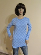 EVA damska niebieska bluzka w norweski wzór 95% wełna merino jak nowa_ M