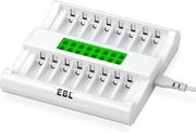 EBL Szybka ładowarka do baterii LCD, 16 slotów Ultra szybka ładowarka