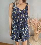 Kombinezon damski w kwiaty nowy len wiskoza lato plus size 44 XXL Camaïeu