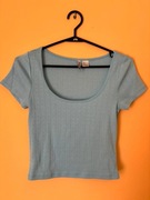 Niebieski błękitny crop top bluzka z krótkim rękawem H&M S 36 klasyczna